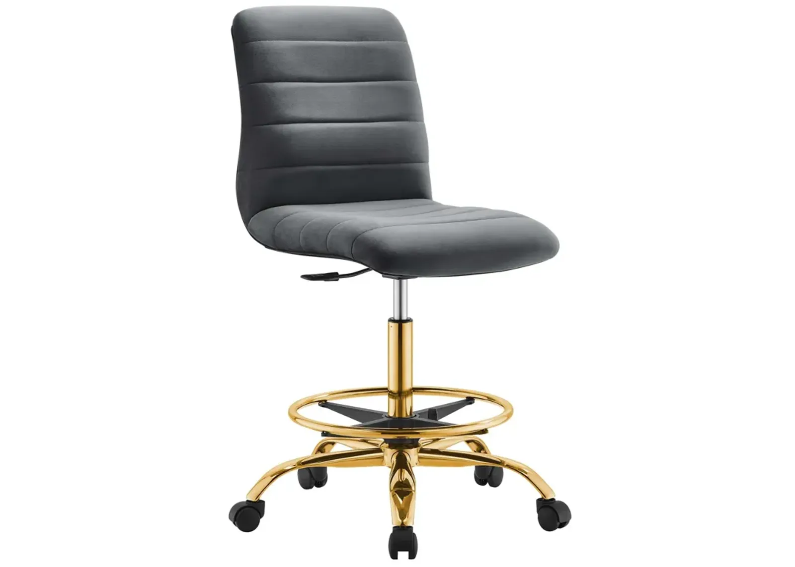 Ripple Armless Performance Velvet Drafting Chair