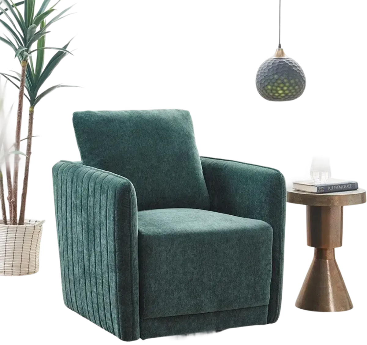 Madison Park Kaley Green Upholstered 360 Degree Swivel Chair