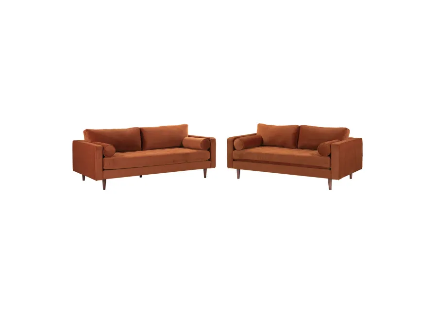 Cave Burnt Sienna Velvet Living Room Set