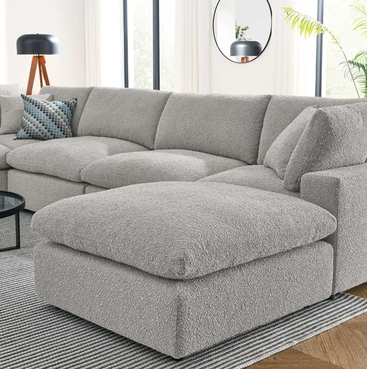 Commix Down Filled Overstuffed Boucle 7-Piece Sectional Sofa