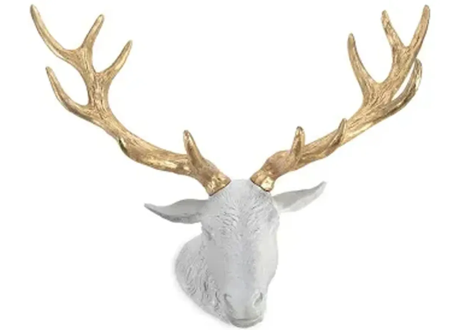 stag deer head, white, gold leaf