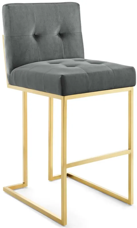 Privy Gold Stainless Steel Performance Velvet Bar Stool