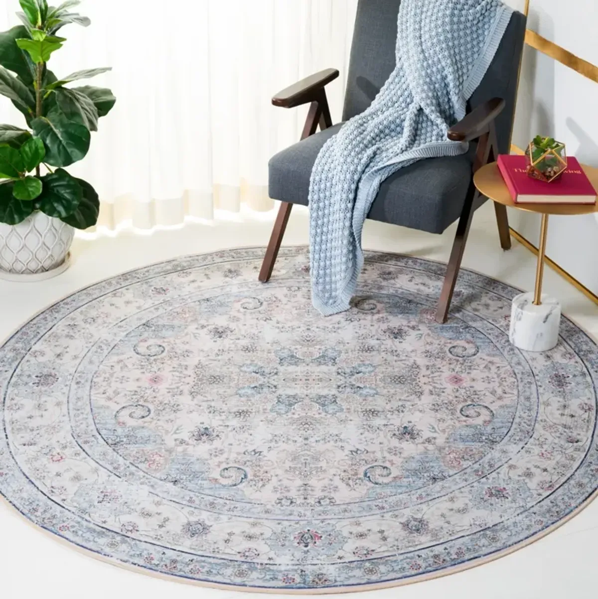 TUCSON 165 M/W S/R BLUE  4' x 4' Round Round Rug