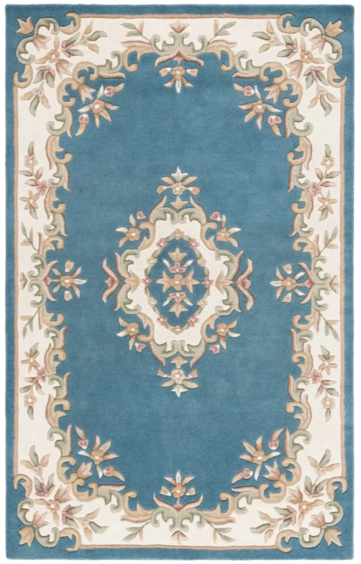 AUBUSSON 301 BLUE  8' x 10' Large Rectangle Rug