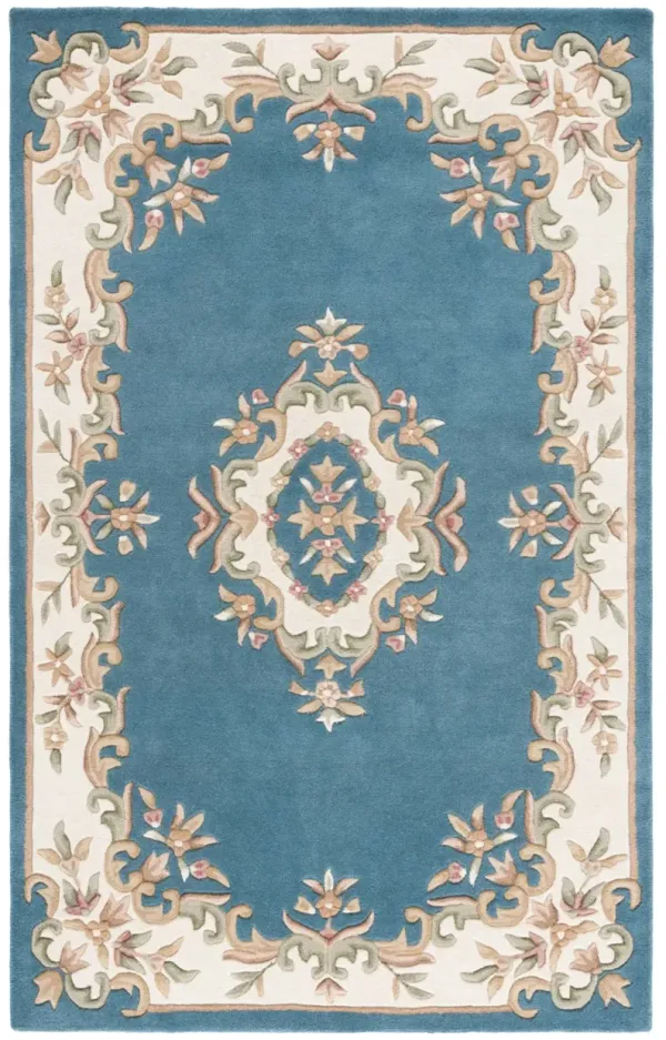 AUBUSSON 301 BLUE  8' x 10' Large Rectangle Rug
