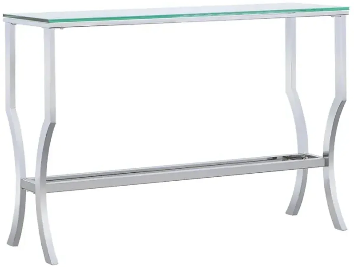 Saide Rectangular Sofa Table with Mirrored Shelf Chrome