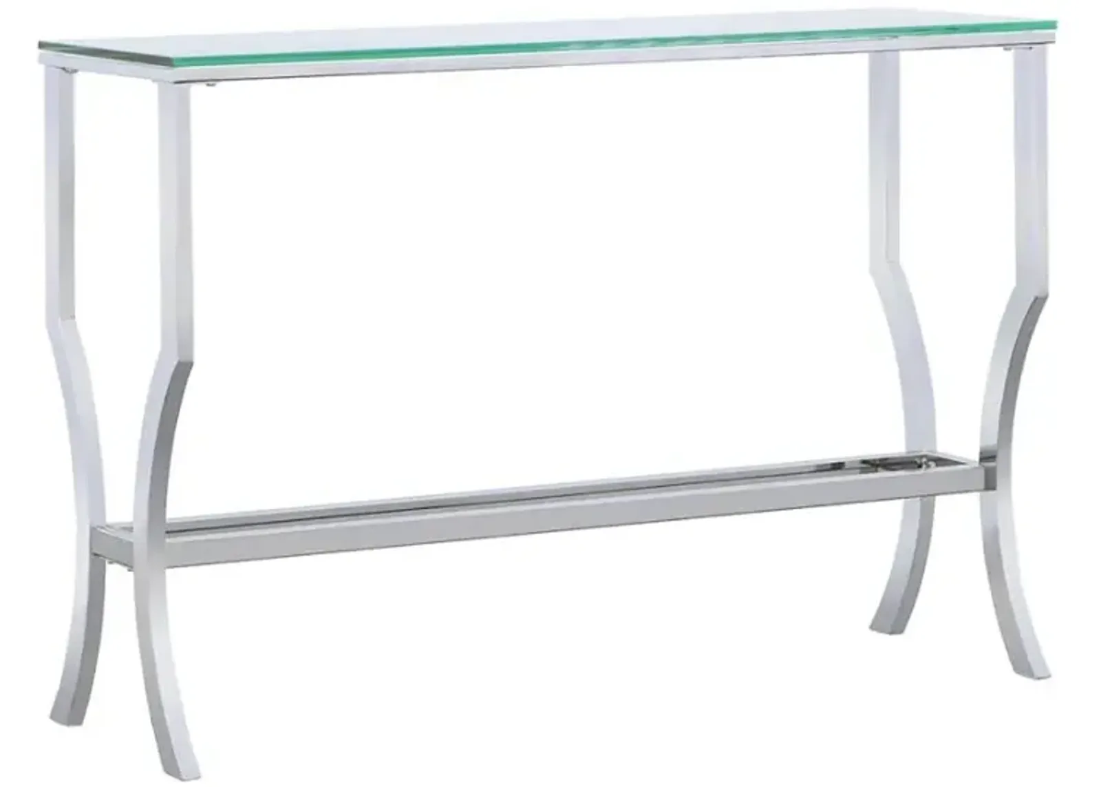 Saide Rectangular Sofa Table with Mirrored Shelf Chrome