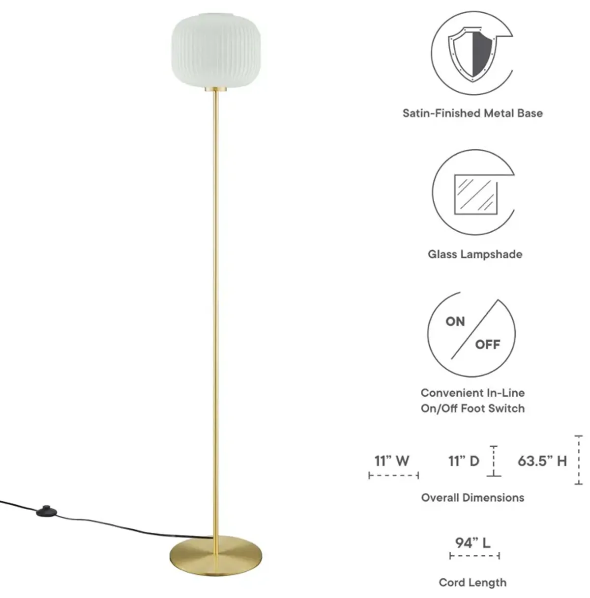 Reprise Glass Sphere Glass and Metal Floor Lamp