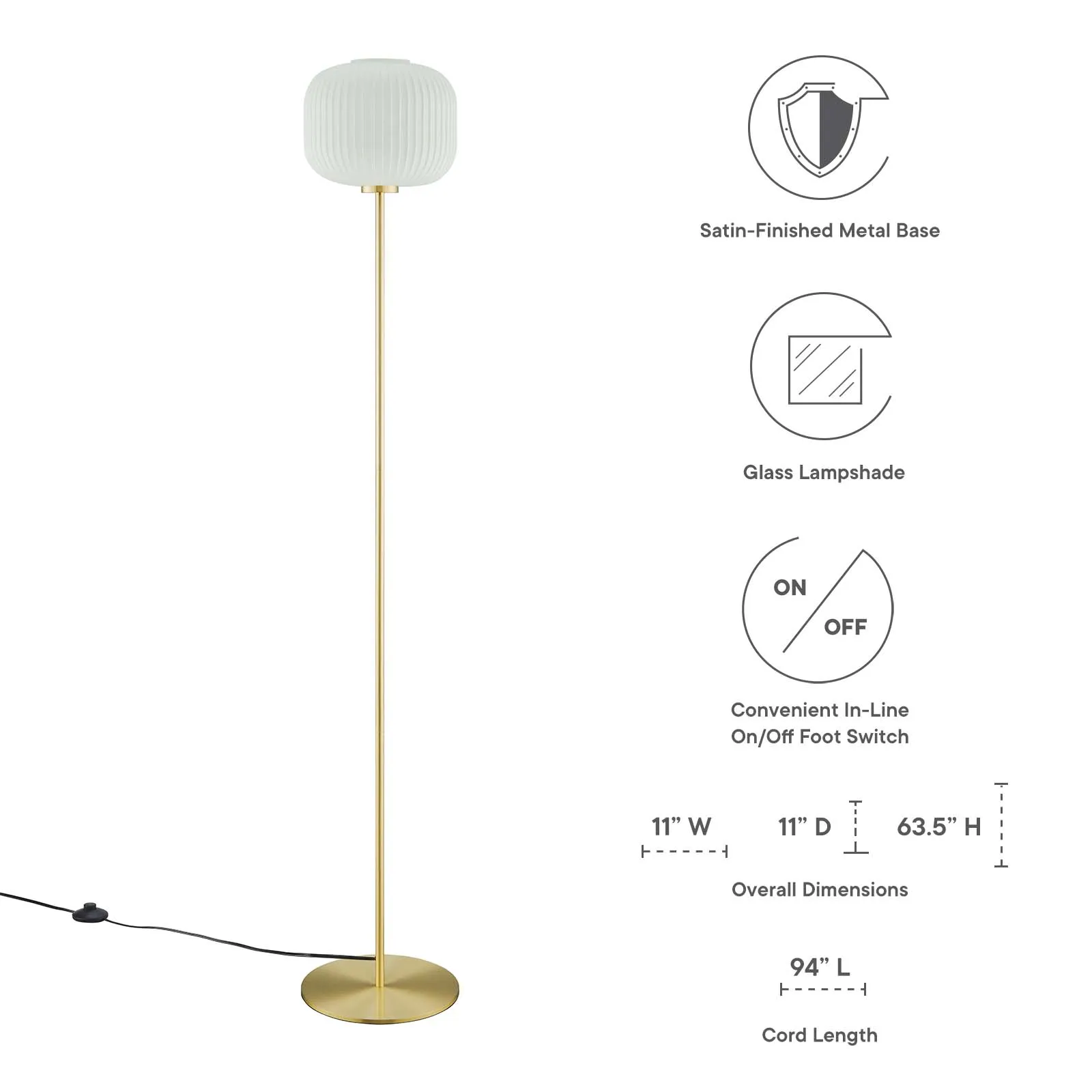 Reprise Glass Sphere Glass and Metal Floor Lamp