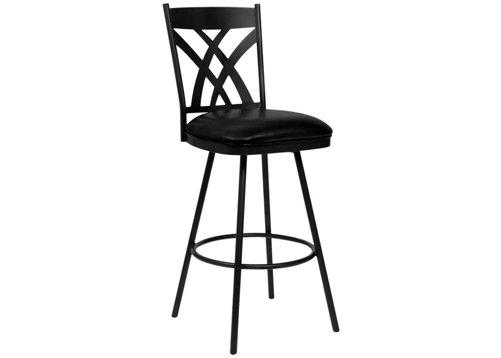 Dover 26" Counter Height Barstool in Matte Black Finish and Black Faux Leather 