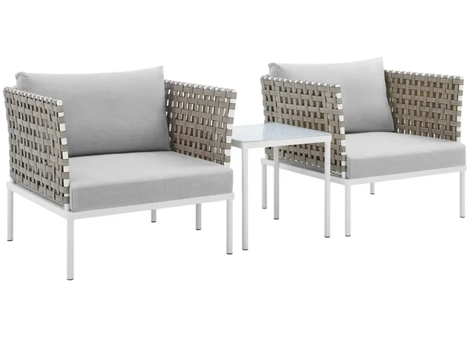 Harmony 3-Piece  Sunbrella® Basket Weave Outdoor Patio Aluminum Seating Set