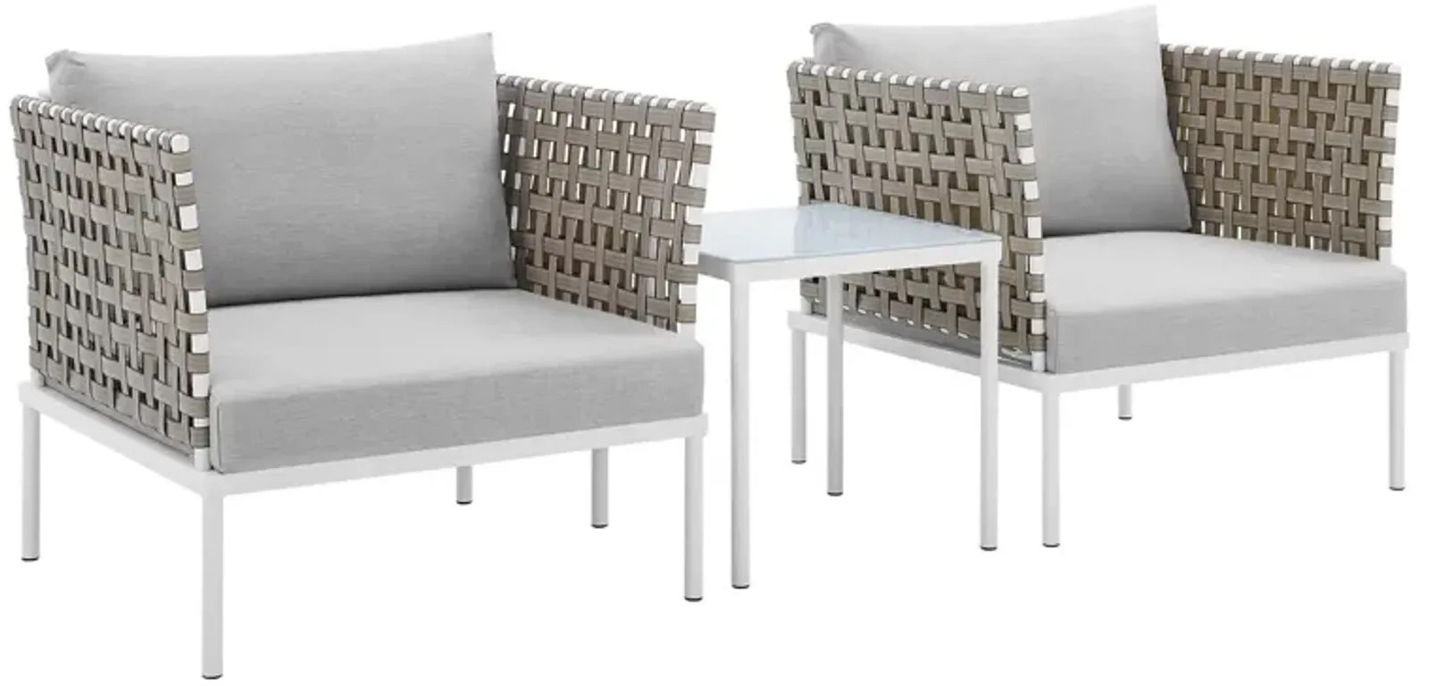 Harmony 3-Piece  Sunbrella® Basket Weave Outdoor Patio Aluminum Seating Set