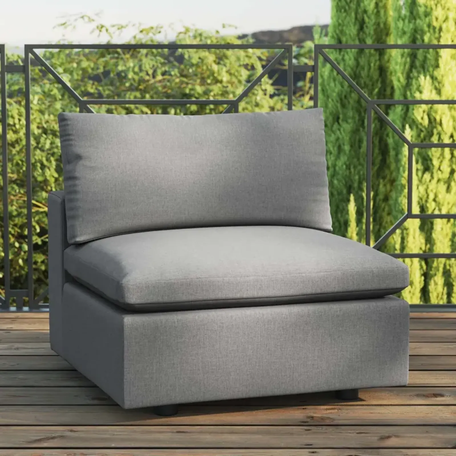 Commix Overstuffed Outdoor Patio Armless Chair