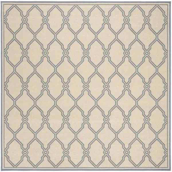 LINDEN 124 Collection LND124N-6SQ Cream / Blue 6'-7" X 6'-7" Square