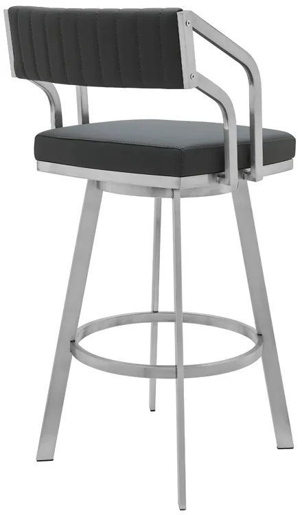 Capri Swivel Modern Metal and Slate Gray Faux Leather Bar and Counter Stool