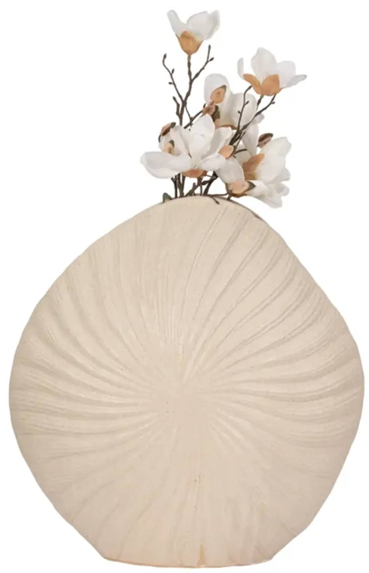 23" White Sand Shell Vase, White