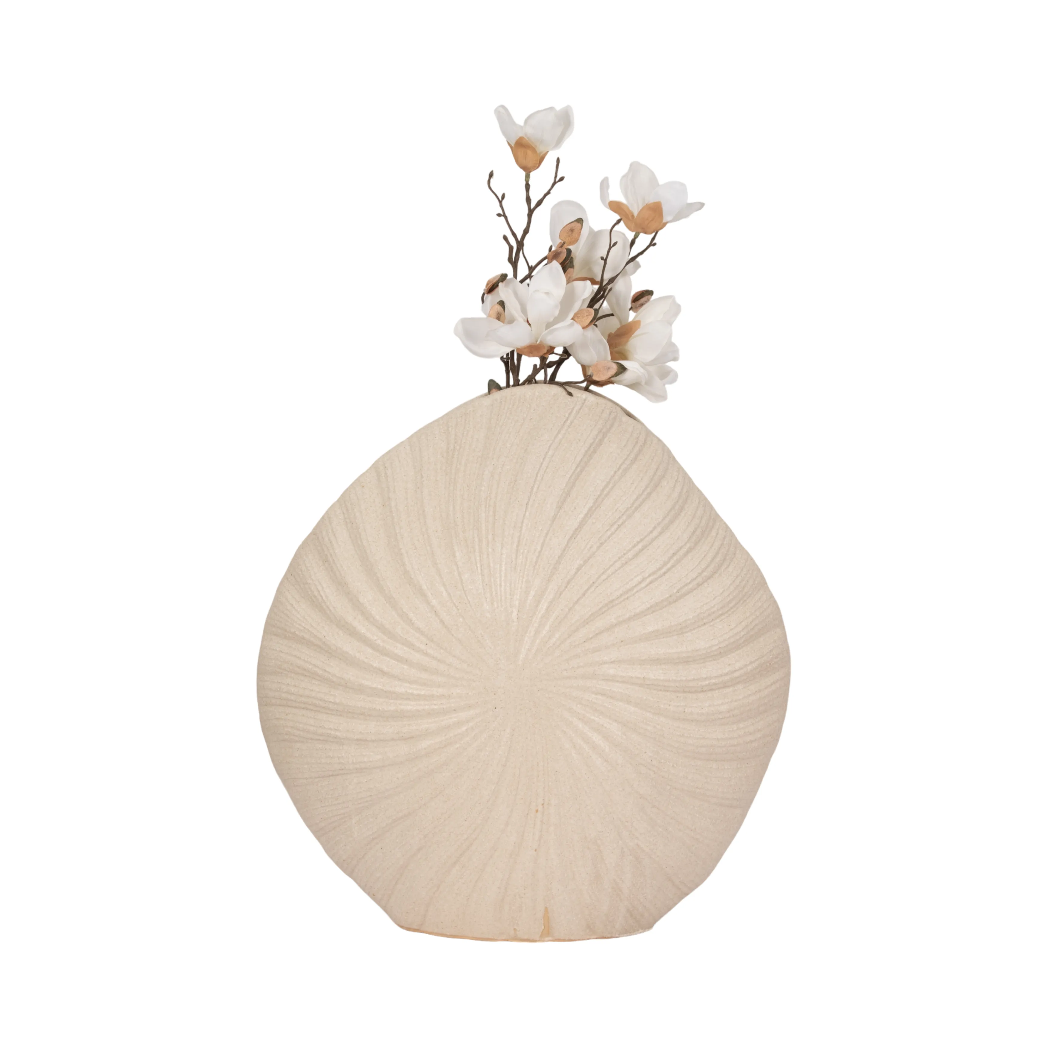 23" White Sand Shell Vase, White