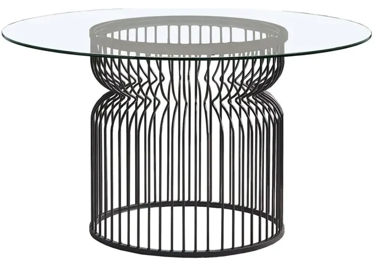 Granvia Round Glass Top Dining Table Clear and Gunmetal