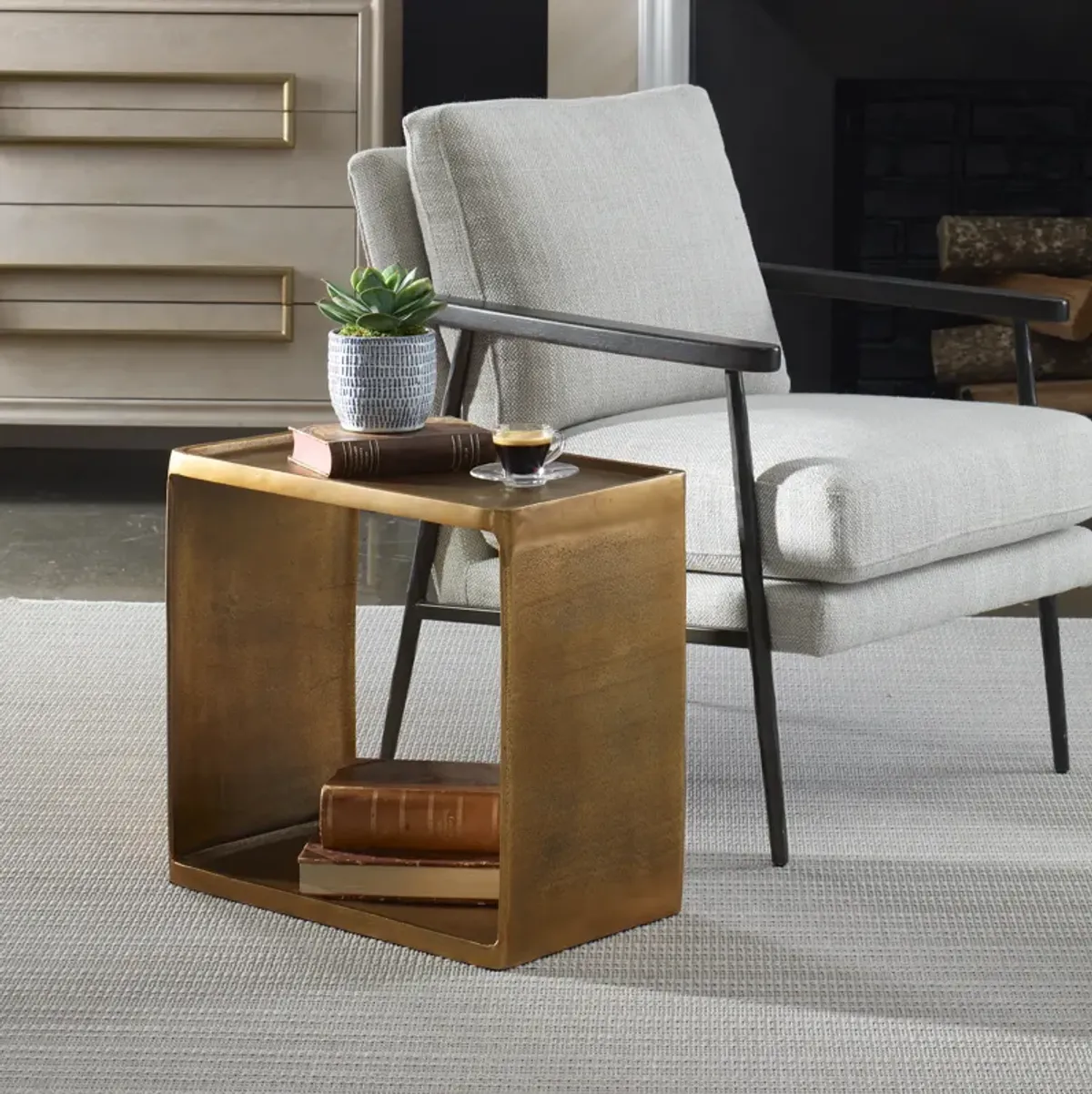 Derwent Antique Brass Side Table