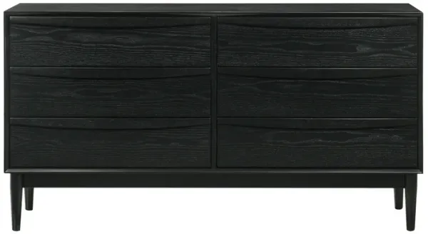 Artemio 6 Drawer Wood Dresser in Black Finish