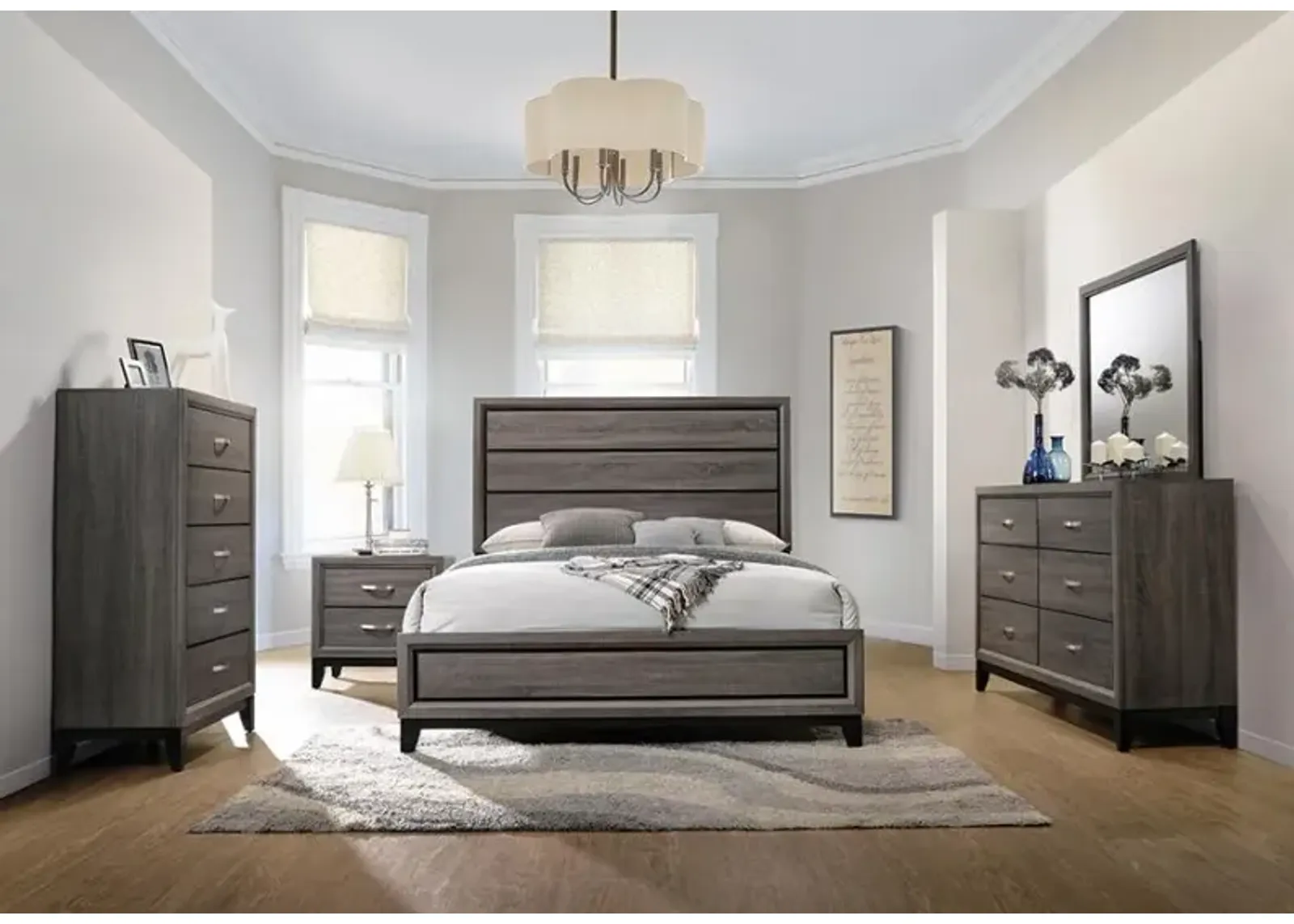 Watson Bedroom Set Grey Oak and Black