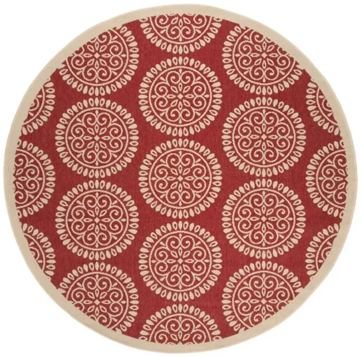 LINDEN 176 Collection LND176Q-6R Red / Creme 6'-7" X 6'-7" Round