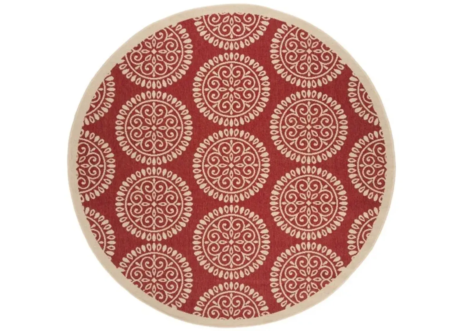 LINDEN 176 Collection LND176Q-6R Red / Creme 6'-7" X 6'-7" Round