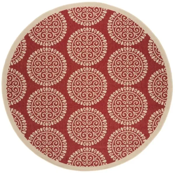 LINDEN 176 Collection LND176Q-6R Red / Creme 6'-7" X 6'-7" Round
