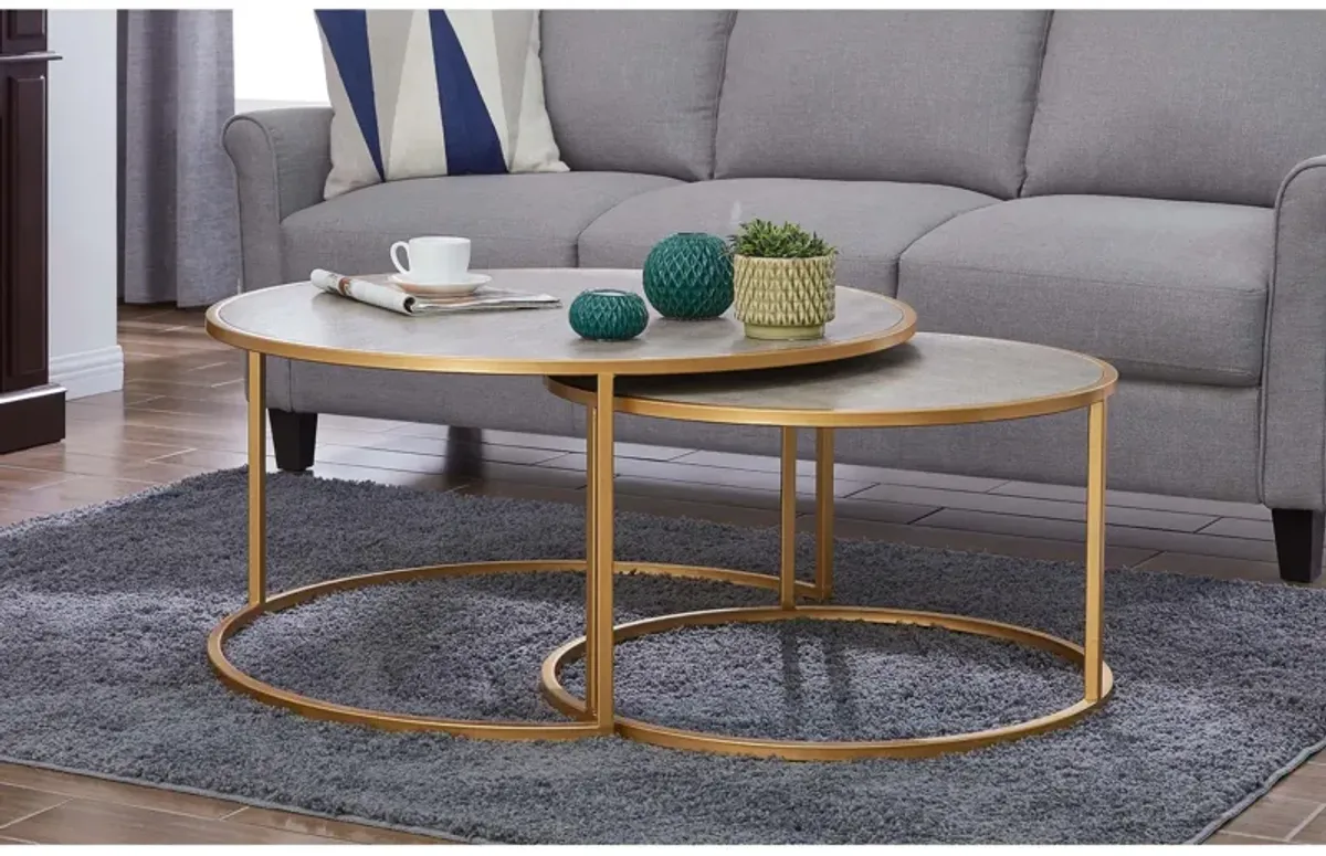 Anza Faux Shagreen Nesting Coffee Table - Set Of 2