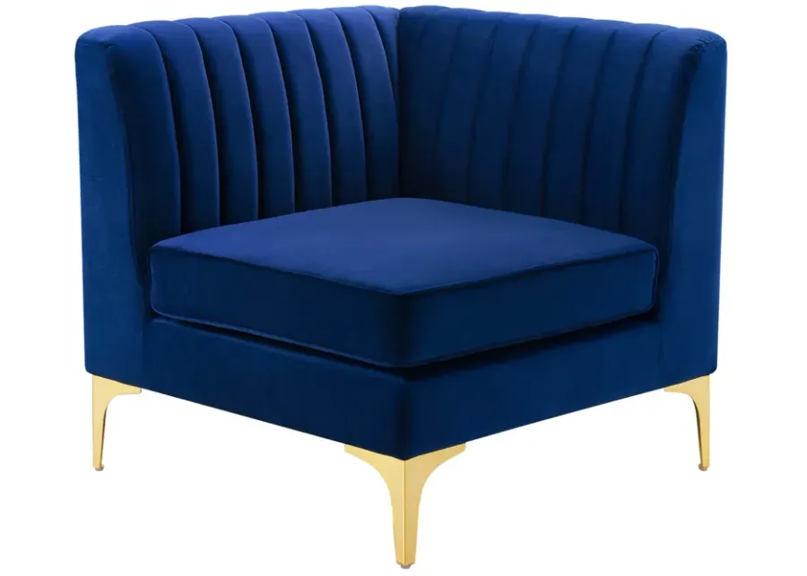 Triumph Channel Tufted Performance Velvet Sectional Sofa Corner Chair