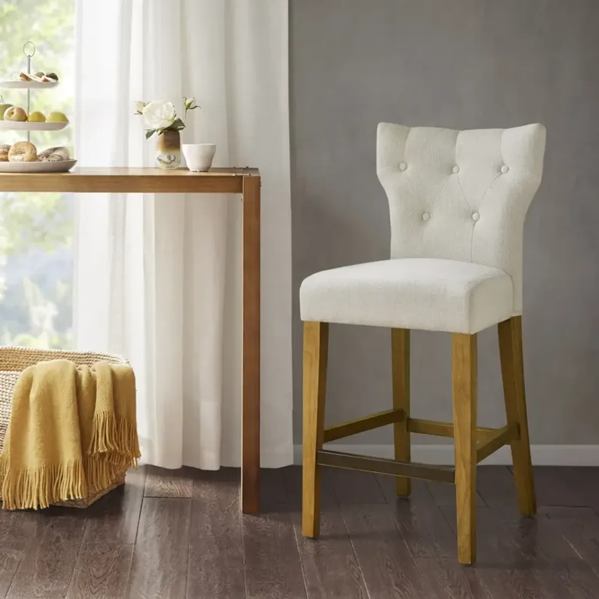 Madison Park Avila Cream Tufted Back Counter Stool