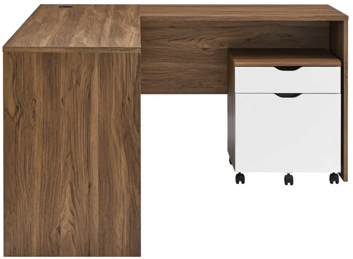 Envision Wood Desk and File Cabinet Set - COLOR Walnut White