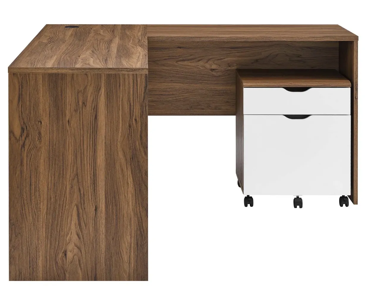 Envision Wood Desk and File Cabinet Set - COLOR Walnut White