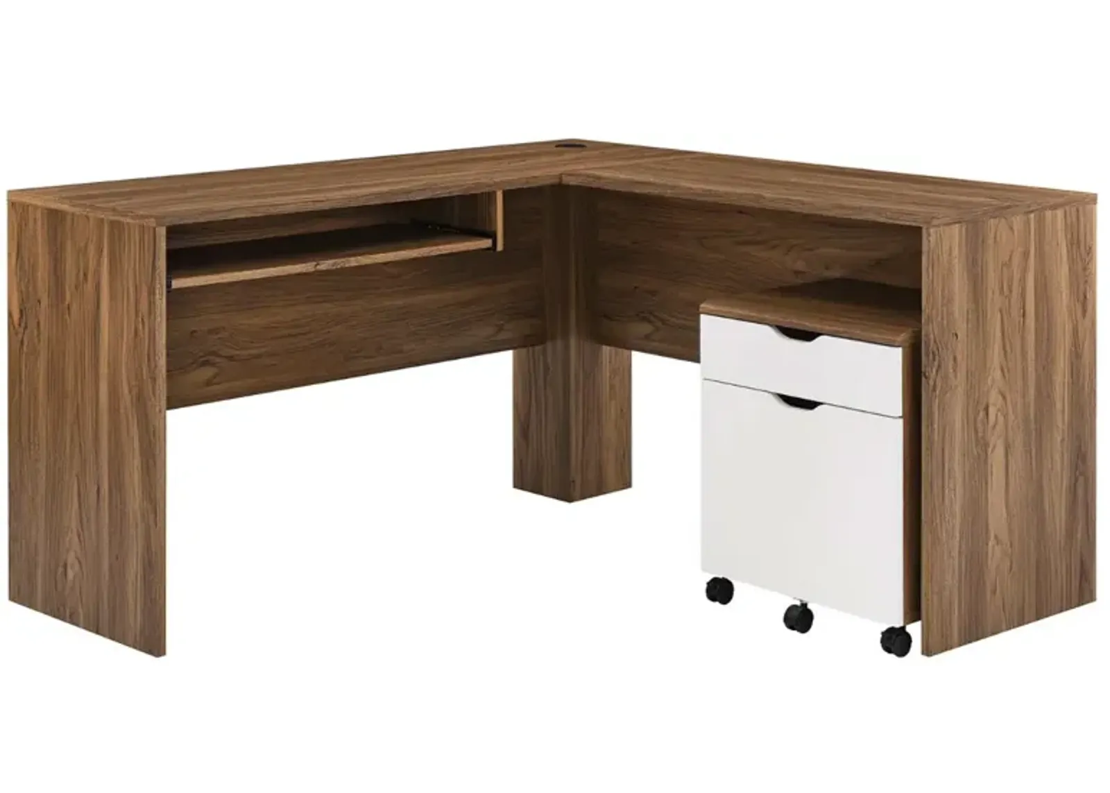 Envision Wood Desk and File Cabinet Set - COLOR Walnut White