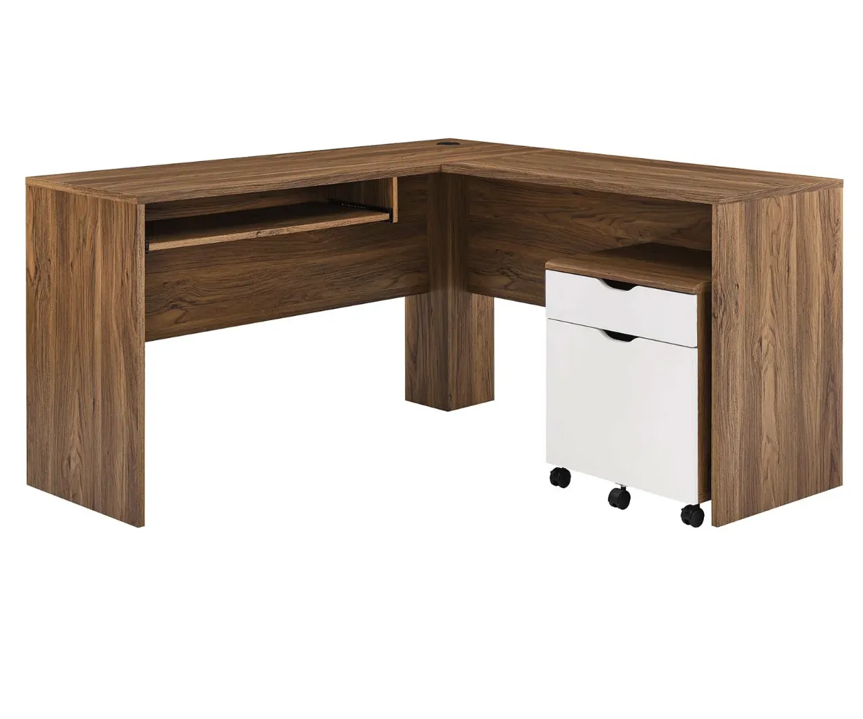 Envision Wood Desk and File Cabinet Set - COLOR Walnut White