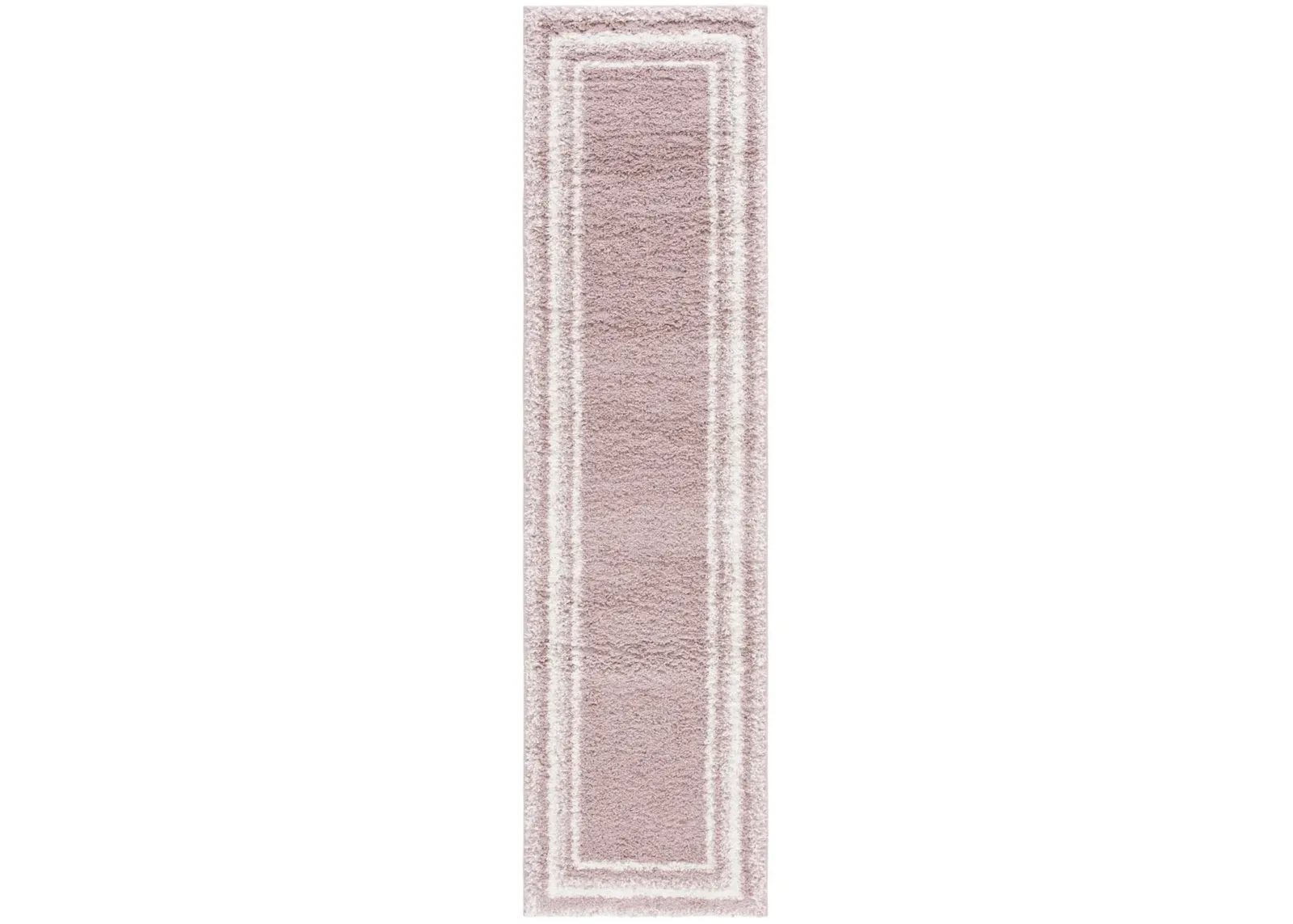 BORDER & STRIPE SHAG 251 Pink 2'-2' X 8' Runner Rug