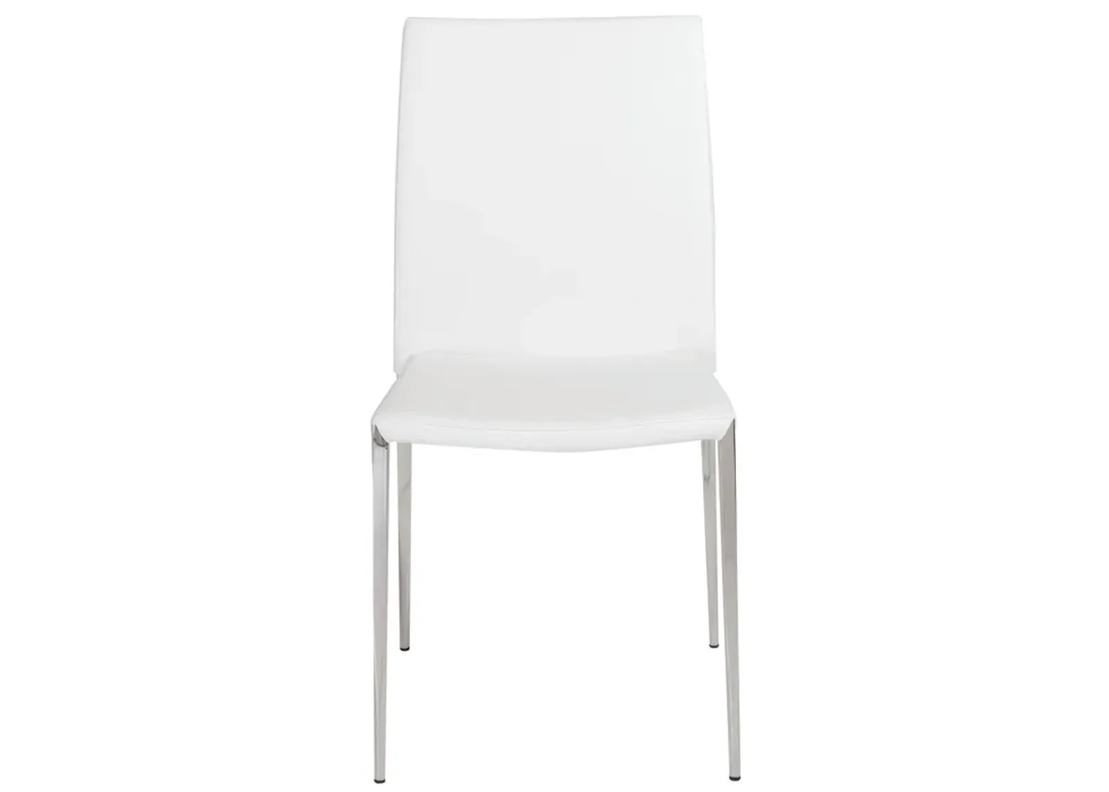 Diana Stacking Side Chair in White with Polished Stainless Steel Legs - Set of 2