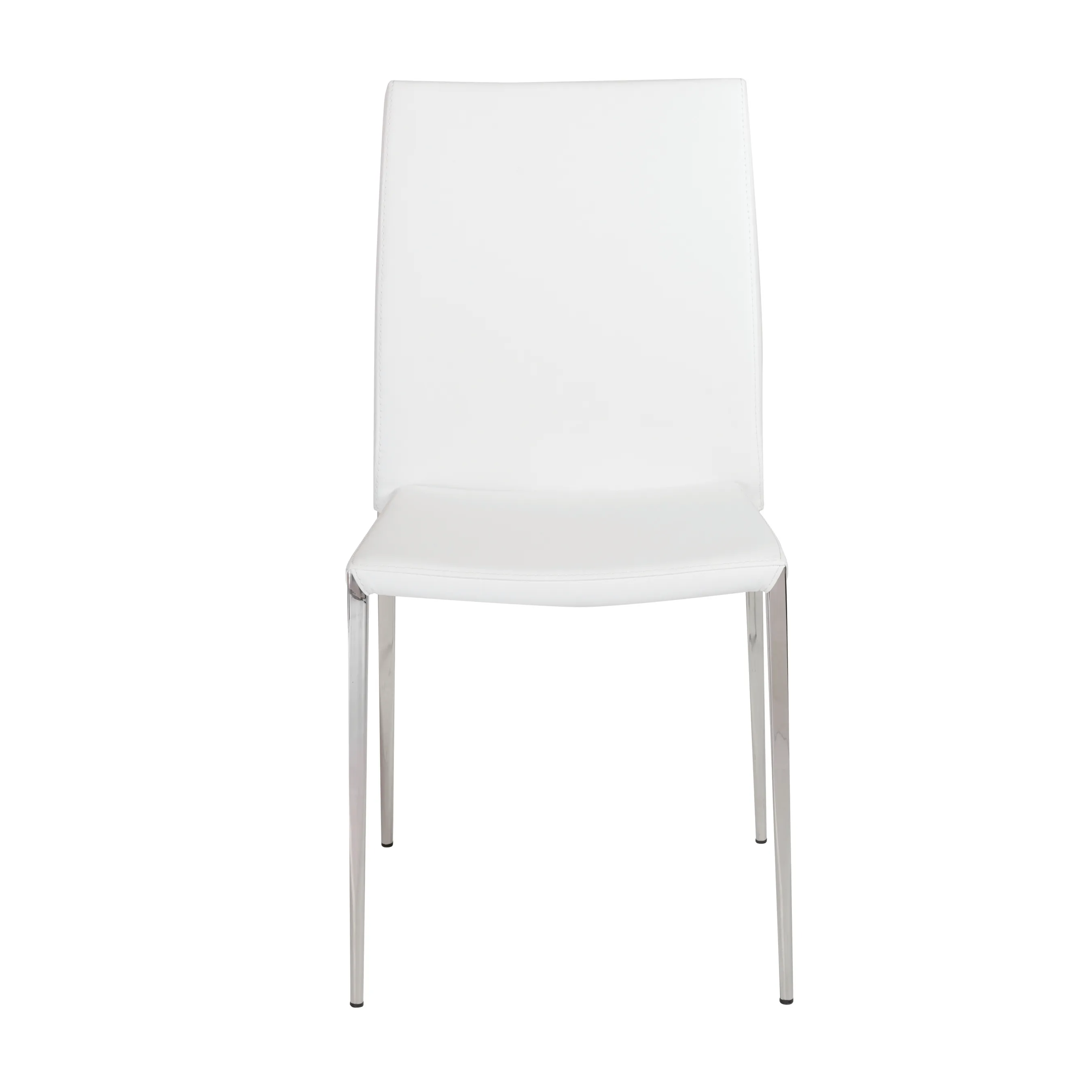 Diana Stacking Side Chair in White with Polished Stainless Steel Legs - Set of 2