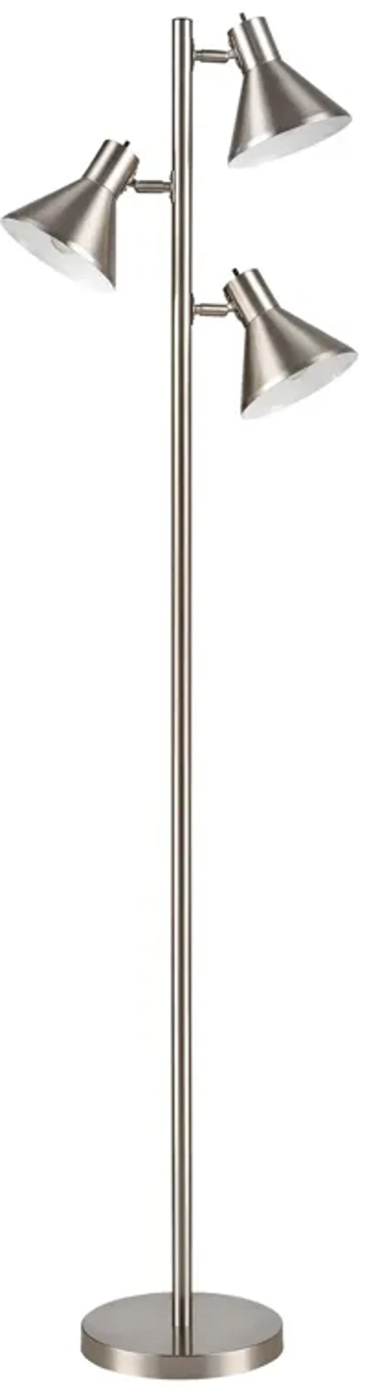 Loman 65" High 3-Light Floor Lamp - Satin Nickel