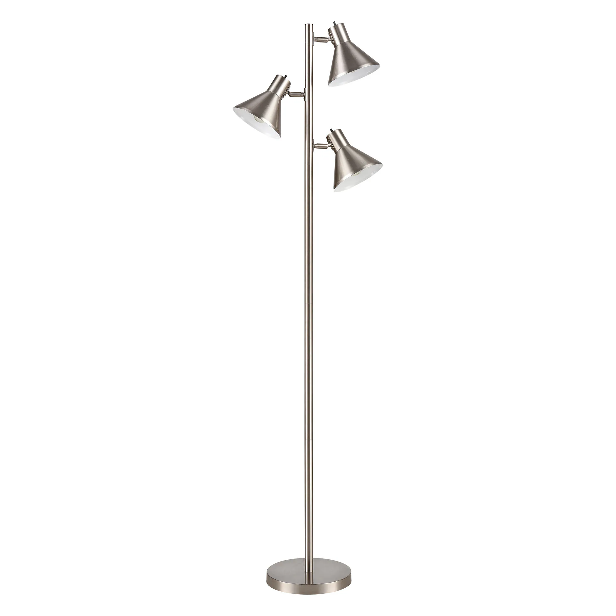 Loman 65" High 3-Light Floor Lamp - Satin Nickel