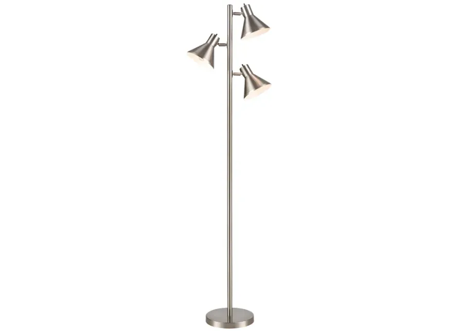 Loman 65" High 3-Light Floor Lamp - Satin Nickel