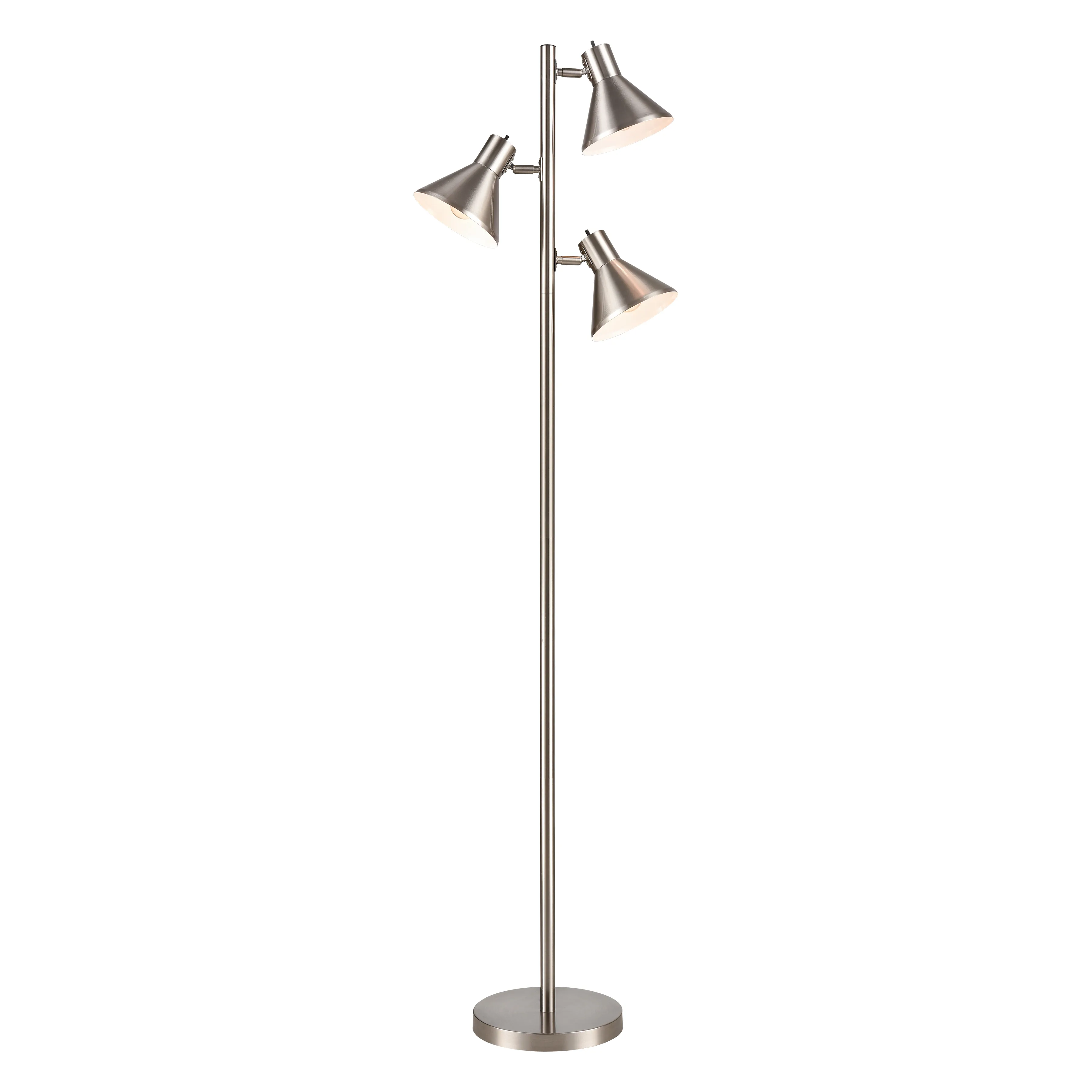 Loman 65" High 3-Light Floor Lamp - Satin Nickel