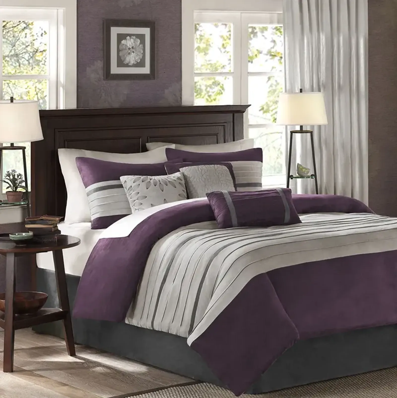 Madison Park Palmer Purple 7 Piece Comforter Set