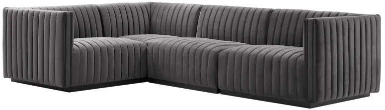 Conjure Channel Tufted Performance Velvet 4-Piece Sectional