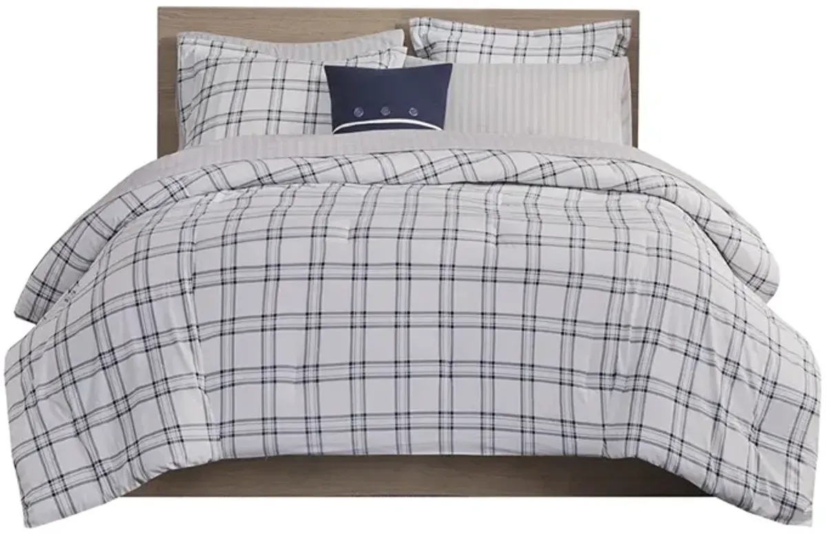 Madison Park Essentials Patrick Navy 6 Piece Comforter Set with Bed Sheets