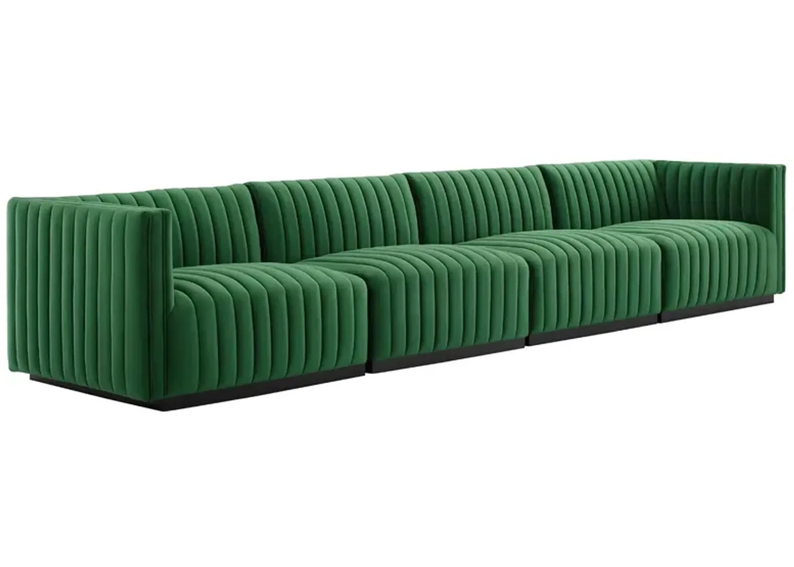 Conjure Channel Tufted Performance Velvet 4-Piece Sofa