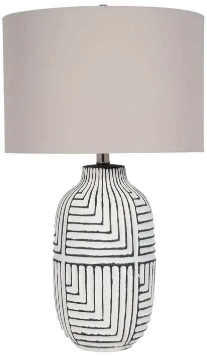 Ceramic, 27" Tribal Textured Table Lamp, White