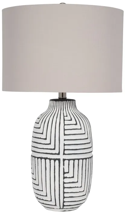 Ceramic, 27" Tribal Textured Table Lamp, White