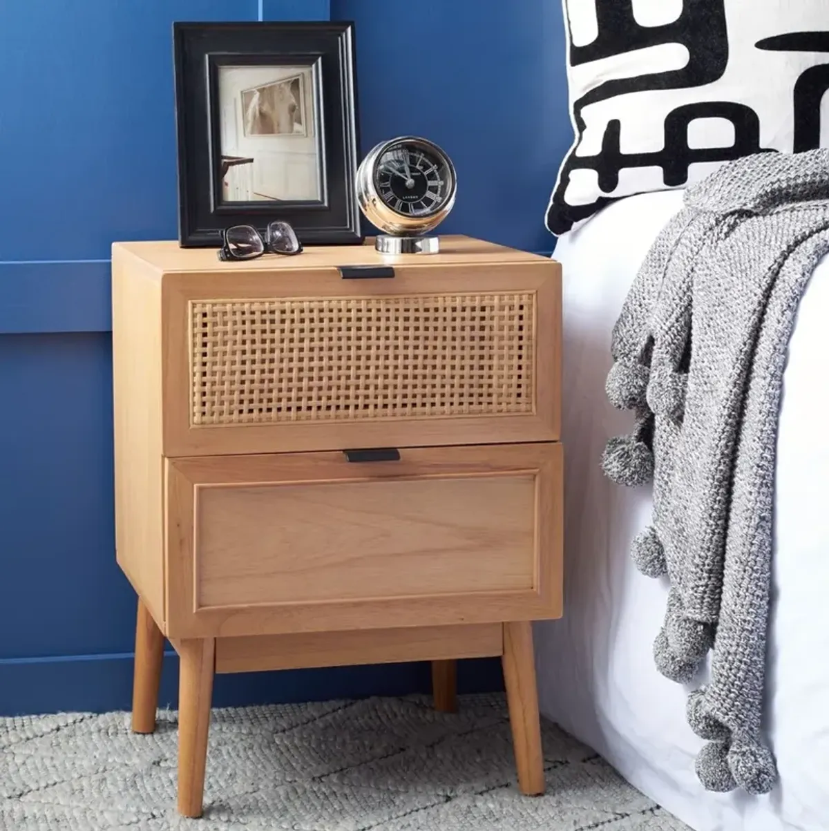 BAISLEY 2 DRAWER RATTAN NIGHTSTAND