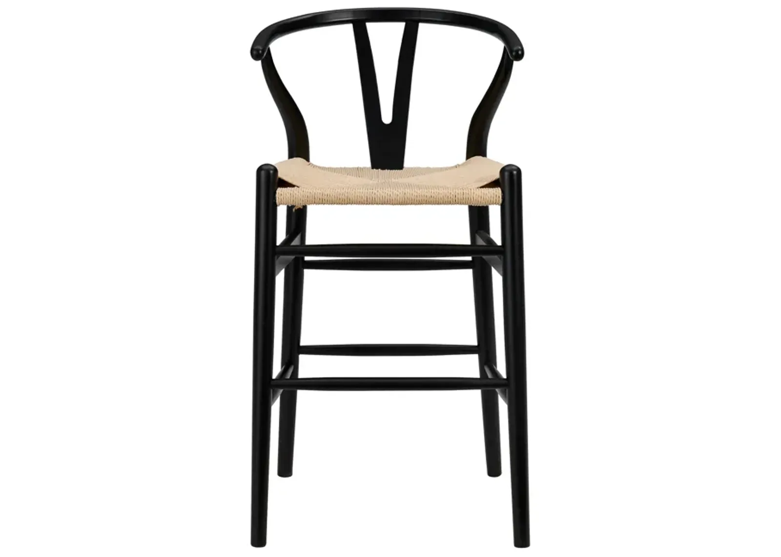 Evelina-C Counter Stool in Black Frame and Natural Seat